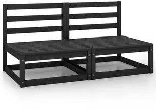 vidaXL 2-osobowa sofa ogrodowa, czarna, lite drewno sosnowe - Ławki ogrodowe - miniaturka - grafika 2