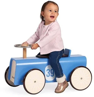 Janod Drewniany Jeździk Retro Bolid Wyścigowy, - Jeździki dla dzieci - miniaturka - grafika 2