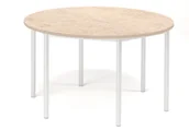 Meble do szkół i przedszkoli - AJ Produkty Stół SONITUS, okrągły, 1200x720 mm, linoleum beż, biały - miniaturka - grafika 1