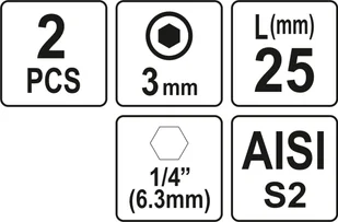 Yato BITY 1/4"X25 MM HEX H4 2 SZT YT-77921 YT-77921 - Wkręty - miniaturka - grafika 6