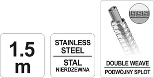 FALA WĄŻ PRYSZNICOWY 1,5M WZMOCNIONY PODWÓJNY SPLOT POLEROWANY 75645 - Węże prysznicowe - miniaturka - grafika 4