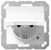 Gniazdka elektryczne - Jung JUNG gniazdo wtykowe z zestykiem ochronnym 16 A 250 V pęknięcia w bezpieczny sposób, z pokrywą na zawiasach seria AS 500 biel alpejska, 1 sztuki, AS 1520 BFKL WW AS 1520 BFKL WW - miniaturka - grafika 1