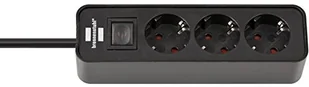Brennenstuhl Listwa zasilająca 3 gniazda wyłącznik czarny 1.5m 1153230000 - Listwy zasilające - miniaturka - grafika 2