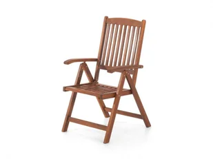 Shumee Krzesło ogrodowe ciemne drewno z poduszką jasnoczerwoną TOSCANA 150731 - Fotele i krzesła ogrodowe - miniaturka - grafika 6