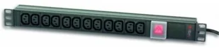Techly Listwa zasilająca rack 19'' 1U do UPS 250V 16A 12x gniazdo C13 wtyk C20 - Listwy zasilające - miniaturka - grafika 2