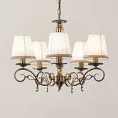 Lampy sufitowe - Lindby Finnick żyrandol, 5-punktowy, mosiądz - miniaturka - grafika 1