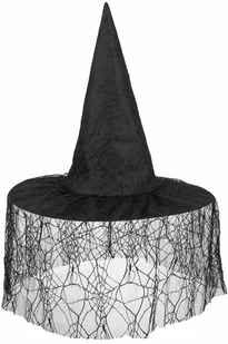 Boland Kapelusz czarownicy czarny z woalką na Halloween - 1 szt. B97002 - Dodatki do strojów karnawałowych - miniaturka - grafika 2