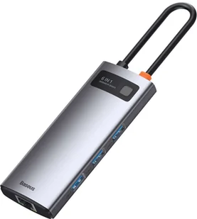 Baseus Hub 6w1 Metal Gleam Series USB-C do 3x USB 3.0 + HDMI + USB-C PD + Ethernet RJ45 13554 - Huby USB - miniaturka - grafika 5