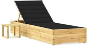 Leżaki ogrodowe - vidaXL Leżak ogrodowy ze stolikiem i poduszką, impregnowana sosna! 3065931 - miniaturka - grafika 1