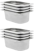 Wyposażenie lokali gastronomicznych - vidaXL vidaXL Tace gastronomiczne, 8 szt., GN 1/4 100 mm, stal nierdzewna - miniaturka - grafika 1
