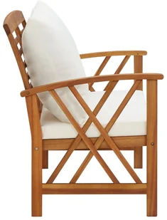 vidaXL Ławka ogrodowa z poduszkami, 119 cm, lite drewno akacjowe - Ławki ogrodowe - miniaturka - grafika 3