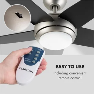 Klarstein Bolero, wentylator sufitowy typu 2 w 1, 134 cm, lampa 55 W, pilot zdalnego sterowania, czarny VTS6-Bolero B - Wentylatory sufitowe - miniaturka - grafika 3