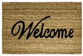 Wycieraczki - Relaxdays Wycieraczka z motywem kokosowa Welcome  40 x 60 cm podkładka mata kokosowa z antypoślizgową PCW wycieraczka wykonana z włókna kokosowego jako mata wyłapująca brud i wycieraczka wycieraczka do 10013938 - miniaturka - grafika 1