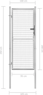 Furtka ogrodowa, galwanizowana stal, 105x250 cm, srebrna - Ogrodzenia - miniaturka - grafika 6