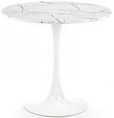 Stoły - Halmar Stół okrągły DENVER biały marmur, podstawa w kolorze białym - miniaturka - grafika 1
