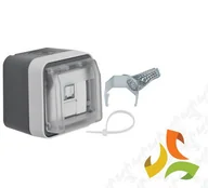 Gniazdka elektryczne - Hager BERKER W.1 Gniazdo komputerowe 1 pojedyncze z pokrywą UAE 8 RJ45 kat.6 IP55 szary 14093505 14093505/HAG - miniaturka - grafika 1