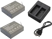 Akcesoria do kamer sportowych - Podwójna Ładowarka + 2 Baterie Eken H5s plus H6s - miniaturka - grafika 1