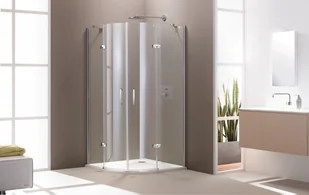 Huppe Elegance Huppe 100x100 profil srebrny matowy szkło przezroczysty Antiplaque 400804087322 - Kabiny prysznicowe - miniaturka - grafika 2