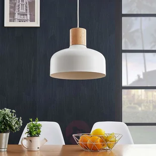 Lampenwelt com Lampa wisząca Carlise z elementem drewnianym - Lampy sufitowe - miniaturka - grafika 3