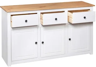 vidaXL Szafka biała 135x40x80 cm lite drewno sosnowe seria Panama 282705 - Komody - miniaturka - grafika 8