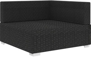 vidaXL Siedzisko narożne z poduszką, polirattan, czarne - Fotele i krzesła ogrodowe vidaXL Siedzisko narożne z poduszką, polirattan, czarne - Fotele i krzesła ogrodowe - miniaturka - grafika 2