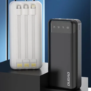 Dudao pojemny powerbank z 3 wbudowanymi kablami 20000mAh USB Typ C + micro USB + Lightning czarny K6Pro+) hurtel-82316-0 - Powerbanki - miniaturka - grafika 2
