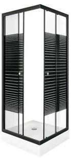 Kerra Kabina natryskowa z brodzikiem 90x90x205 cm / 5 mm pasy Pico Black Pico Black STR 90 - Ścianki i drzwi prysznicowe Kerra Kabina natryskowa z brodzikiem 90x90x205 cm / 5 mm pasy Pico Black Pico Black STR 90 - Ścianki i drzwi prysznicowe - miniaturka - grafika 1