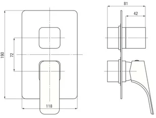 Deante Hiacynt bateria wannowo-prysznicowa podtynkowa czarny mat BXYNQHM BXY_NQHM - Baterie podtynkowe - miniaturka - grafika 4