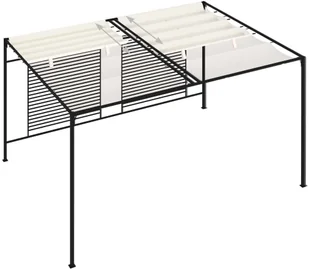 vidaXL Altana ogrodowa ze zwijanym dachem, 3x4x2,3m, kremowa, 180 g/m! 313623 - Altany ogrodowe - miniaturka - grafika 4
