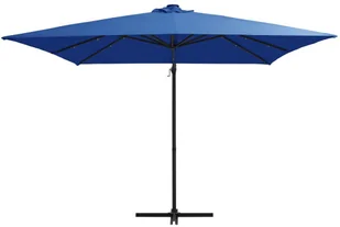 vidaXL Parasol wiszący z LED i stalowym słupkiem, 250x250 cm, lazurowy vidaXL - Parasole ogrodowe - miniaturka - grafika 3