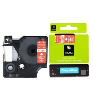 Dymo strefadrukarek.pl Taśma D1 45817 19mm x 7m czerwona biały nadruk - zamiennik | OSZCZĘDZAJ DO 80% - ZADZWOŃ! 730811399 PROMOCJA! D1-45817 - Etykiety do drukarek - miniaturka - grafika 2