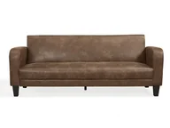 Sofy i kanapy - Vente-Unique 3-osobowa rozkładana kanapa klubowa INICIO z mikrofibry o wyglądzie postarzanej skóry - miniaturka - grafika 1