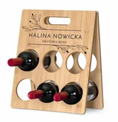 Stojaki na wino - Murrano Drewniany stojak na wino z nadrukiem na prezent dla mamy babci SDW-023 - miniaturka - grafika 1