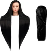 Główki treningowe - Calissimo Główka treningowa Iza 90 cm black, włos termiczny + uchwyt, , fryzjerska do czesania, głowa do ćwiczeń ILSA-BLACK-90CM(IZA) - miniaturka - grafika 1