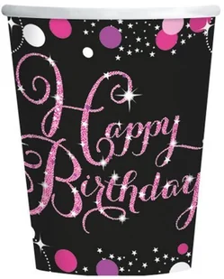 Amscan Kubeczki, Happy Birthday, róż - Naczynia i sztućce jednorazowe - miniaturka - grafika 3