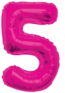 Balony i akcesoria - Unique Balon foliowy cyfra 5, 34", UNIQUE, różowy U55735 - miniaturka - grafika 1