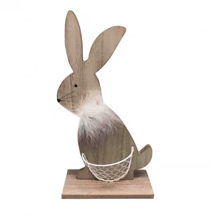 NoName FIGURKA DREWNIANA ZAJĄC Z KOSZYCZKIEM 16X7X30 CM 1706001665 Alt - Ozdoby bożonarodzeniowe - miniaturka - grafika 2