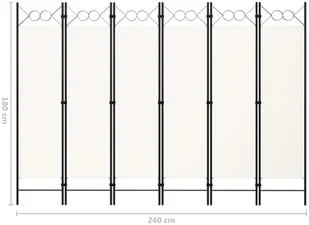vidaXL Parawan 6-panelowy, biały, 240 x 180 cm vidaXL - Parawany - miniaturka - grafika 6
