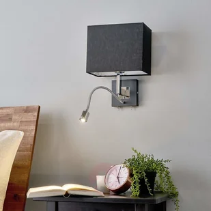 Lampenwelt Czarna materiałowa lampa ścienna REBEKKA - Lampy ścienne - miniaturka - grafika 4