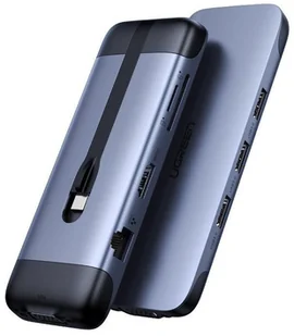 Ugreen Ugreen 9w1 wielofunkcyjny HUB USB Typ C - HDMI / 3x USB 3.2 Gen 1 / czytnik kart SD micro SD / VGA / RJ45 / USB Typ C Power Delivery 100 W 20 V 5 A szary (70409 CM286) 70409 CM286 - Huby USB - miniaturka - grafika 4