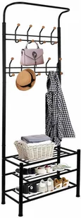 Wieszak na ubrania z regałem na buty 187cm stojak czarny HA2030 - Wieszaki i stojaki - miniaturka - grafika 2