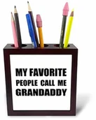 Pojemniki biurowe - 3dRose 3dRose ph_232515_1 15-calowy"My Favourite People Call Me Granddaddy zabawny tekst wzór dla dziadka" uchwyt na długopisy do płytek - czarny ph_232515_1 - miniaturka - grafika 1