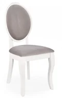 Krzesła - Halmar Krzesło białe drewniane buk VELO szara tapicerka - miniaturka - grafika 1