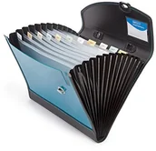 Teczki i skoroszyty - RAPESCO 0682 Designerska teczka z przegródkami z uchwytem, A4+, 13-krotna, Metallic aqua 0682 - miniaturka - grafika 1