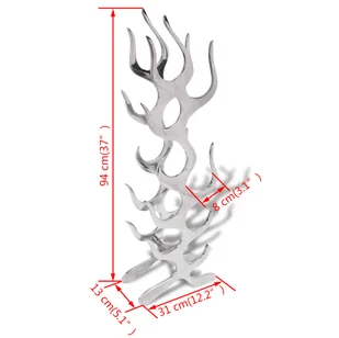 vidaXL Stojak na wino, 9 butelek, kształt płomienia, aluminium srebrny - Pozostałe akcesoria kuchenne - miniaturka - grafika 4
