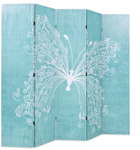 vidaXL Składany parawan, 200x180 cm, niebieski z motylem - Parawany - miniaturka - grafika 3