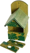 Akcesoria dla ptaków - dobar ozdobna skrzynka na gniazdka dla ptaków, z drewna (sosna, lite drewno), do ogrodu, na balkon, 3 różne otwory na drzwi - pomoc przy gniazdach domek dla ptaków - miniaturka - grafika 1