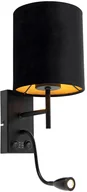 Lampy ścienne - QAZQA Nowoczesny kinkiet czarny klosz welurowy czarny - Stacca - miniaturka - grafika 1