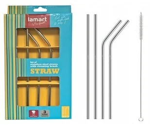 LAMART SŁOMKI METALOWE SREBRNE 4 SZT STRAW LT7052 - Słomki do napojów - miniaturka - grafika 3