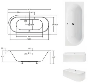 Besco Wanna 160x75 Avita Slim Prawa + Syfon #WAV-160-NP - Wanny - miniaturka - grafika 5